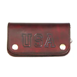 AB412-US  6" Antique Finish Biker Wallet- USA