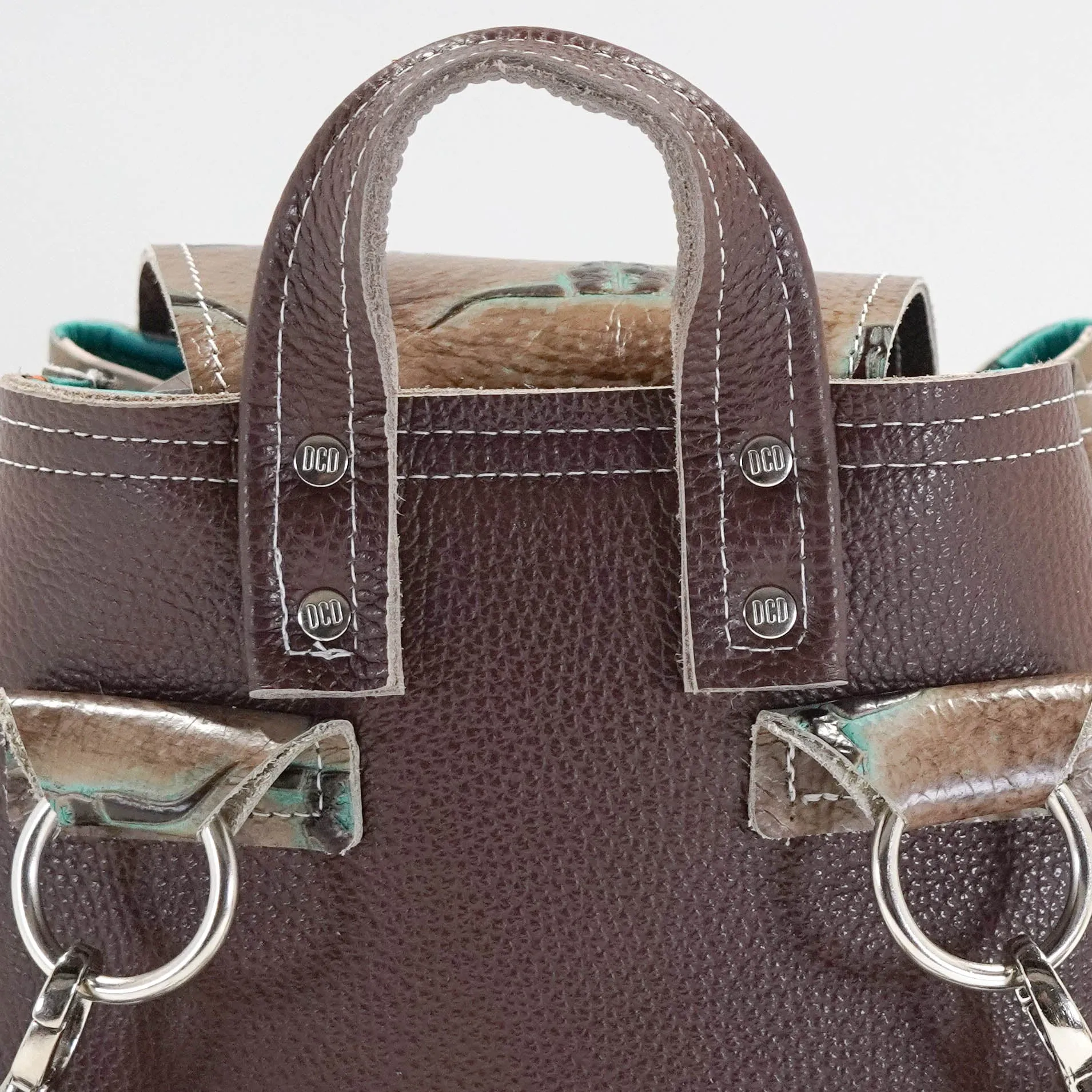 Mini Kelsea Backpack - Tricolor w/ Mint Sepia Skulls
