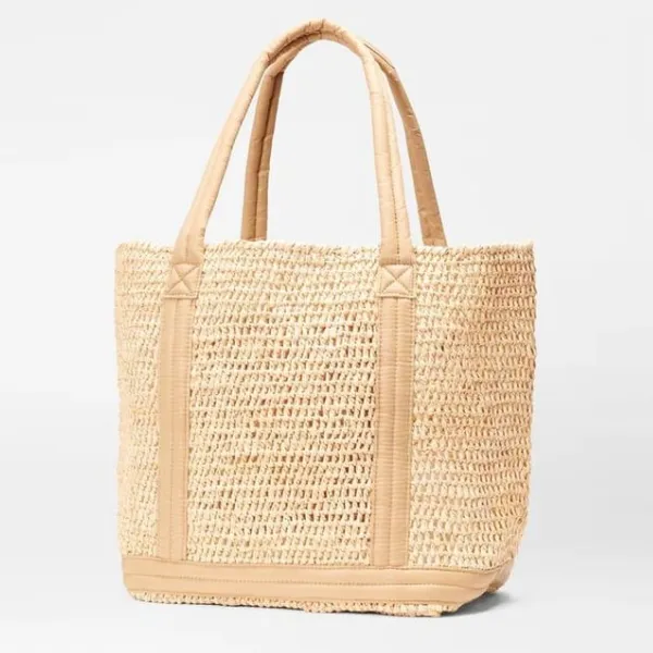 MZ Wallace Medium Lightweight Sequin Raffia Tote in Light Gold
