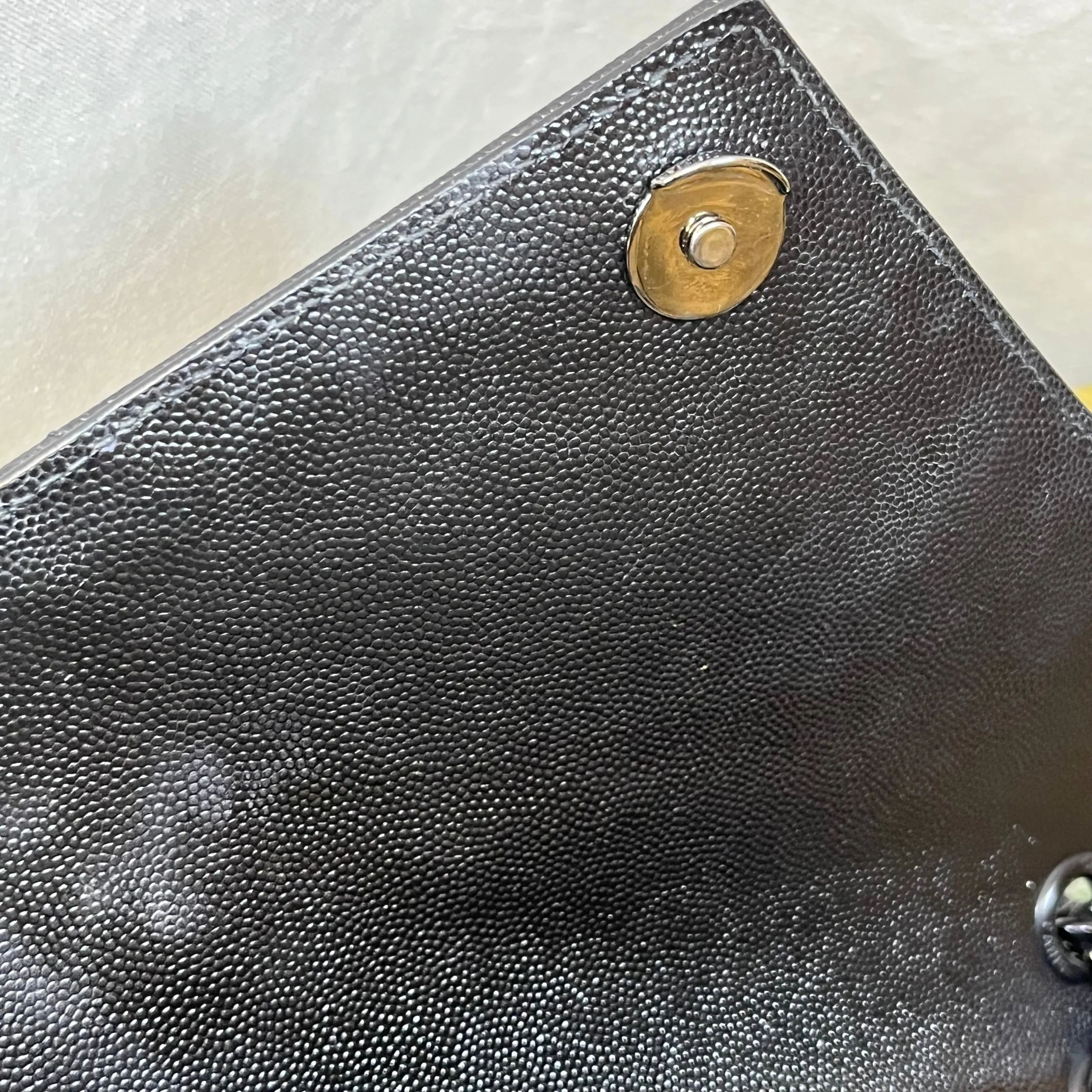 SAINT LAURENT Black Grain De Poudre Triquilt YSL Monogram Crossbody Bag