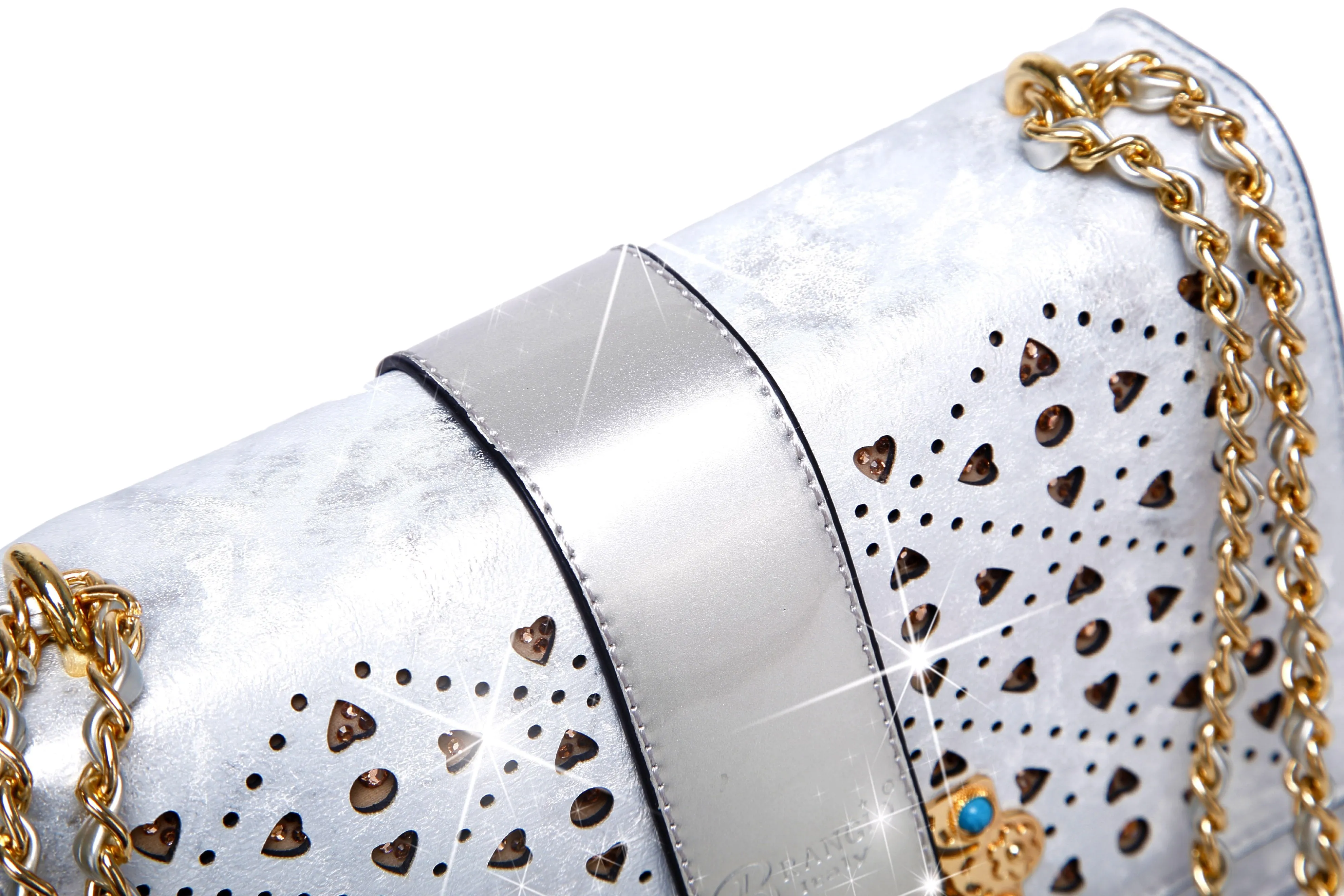Sparkle of Hearts Crossbody Bag With Sparkling Crystal Strap [KQS2375]